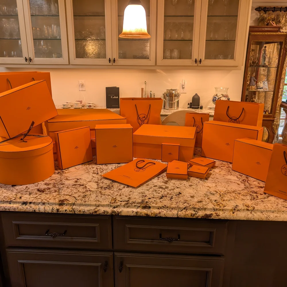 Hermès Signature Orange Boxes with Dark Ribbon